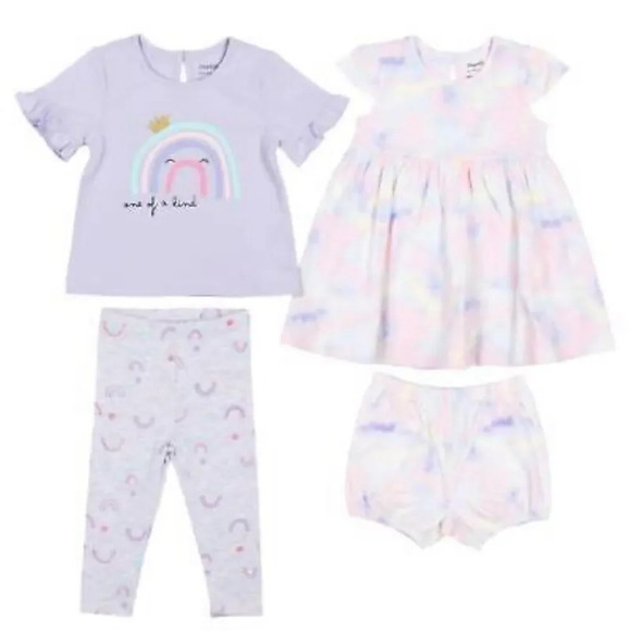 Pekkle Infant 8- piece clothing  purple rainbow and pink toucan set 3 months - Picture 4 of 14